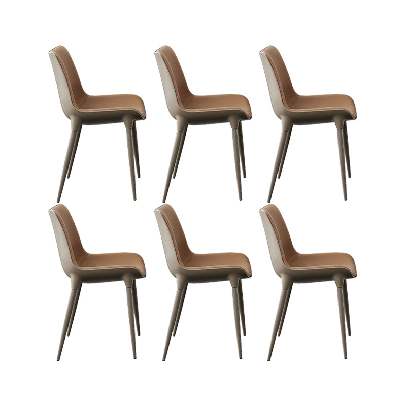 Modern Style Dining Chairs Faux Leather Kitchen Chairs with Metal Legs