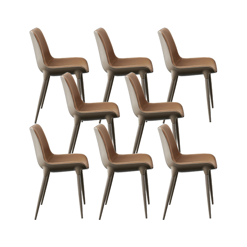 Modern Style Dining Chairs Faux Leather Kitchen Chairs with Metal Legs