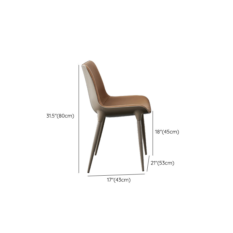 Modern Style Dining Chairs Faux Leather Kitchen Chairs with Metal Legs