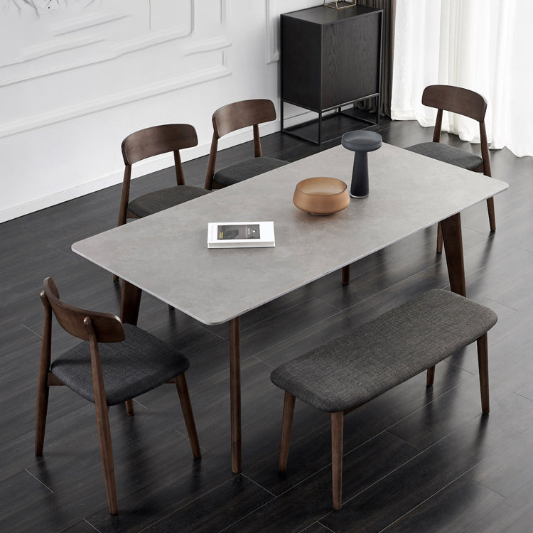 Solid Wood Dining Chair Modern Style Open Back Armless Chair for Dining Room
