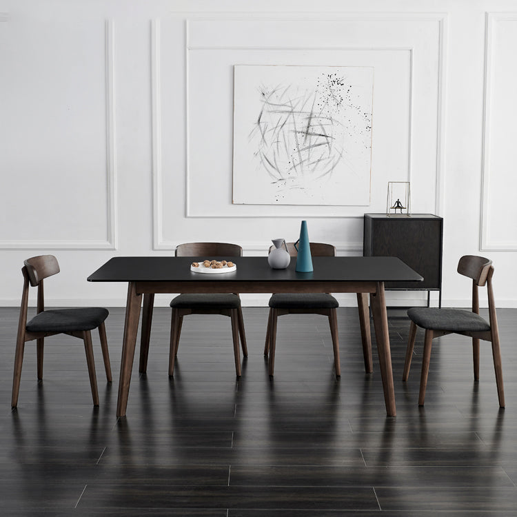 Solid Wood Dining Chair Modern Style Open Back Armless Chair for Dining Room