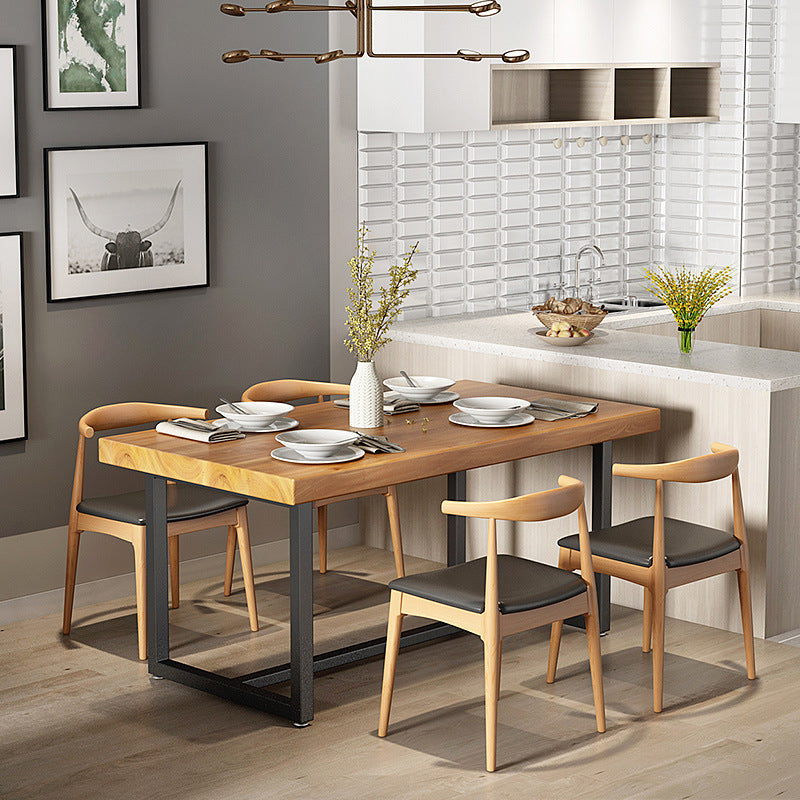 1/2/5 Pcs Solid Wood Dinette Set Industrial Style Dining Set with Rectangle Table