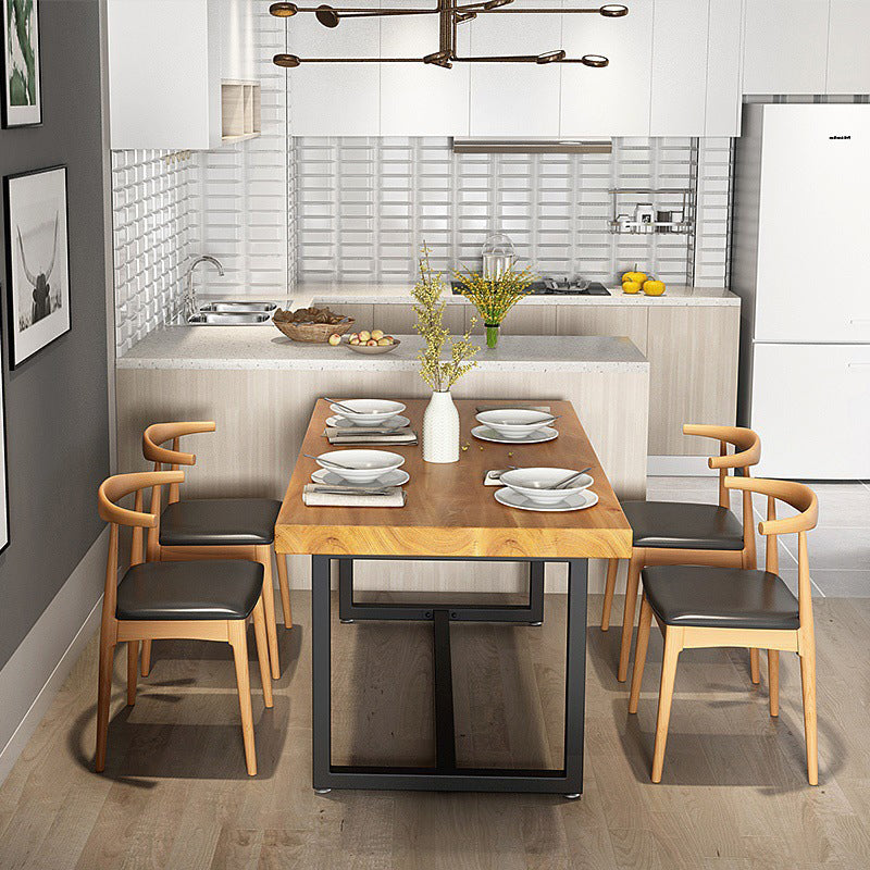 1/2/5 Pcs Solid Wood Dinette Set Industrial Style Dining Set with Rectangle Table