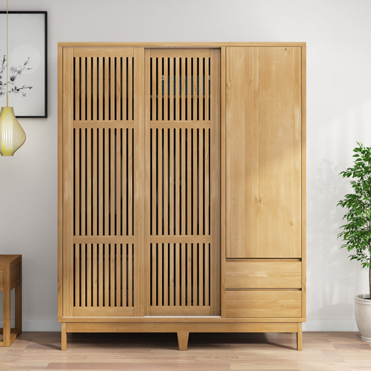 Modern Pine Solid Wood Wardrobe Freestanding Multifunctional Wardrobe Armoire