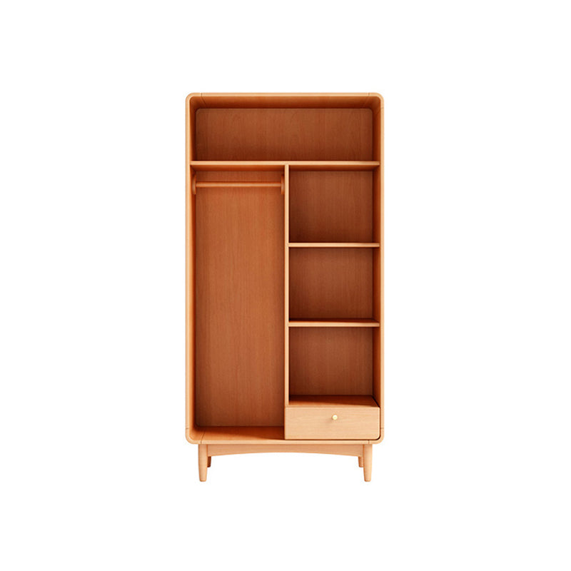 Freestanding Solid Wood Wardrobe Modern Wardrobe with Legs in Natural