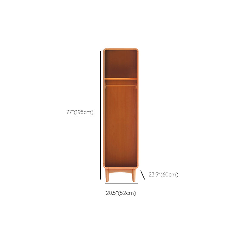Freestanding Solid Wood Wardrobe Modern Wardrobe with Legs in Natural
