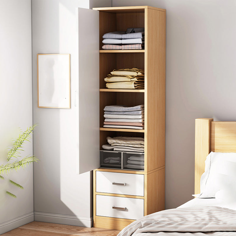 Modern Wood Freestanding Wardrobe Multifunctional Wardrobe with Hinged Door