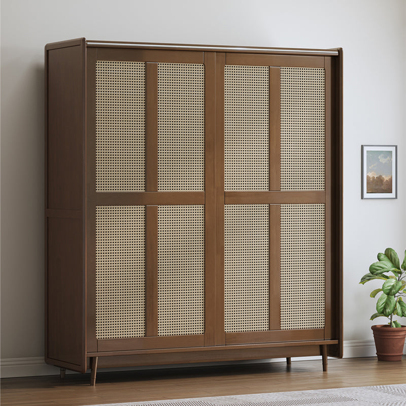 Modern Freestanding Rubberwood Solid Wood Wardrobe Bedroom Multifunctional Wardrobe