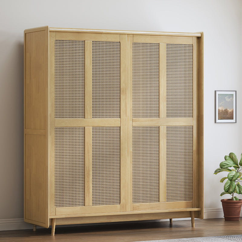 Modern Freestanding Rubberwood Solid Wood Wardrobe Bedroom Multifunctional Wardrobe