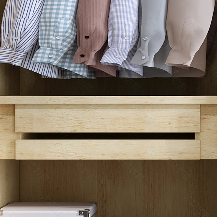 Modern Freestanding Rubberwood Solid Wood Wardrobe Bedroom Multifunctional Wardrobe