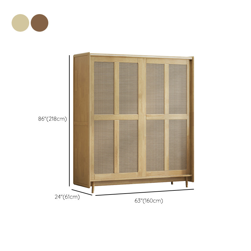 Modern Freestanding Rubberwood Solid Wood Wardrobe Bedroom Multifunctional Wardrobe