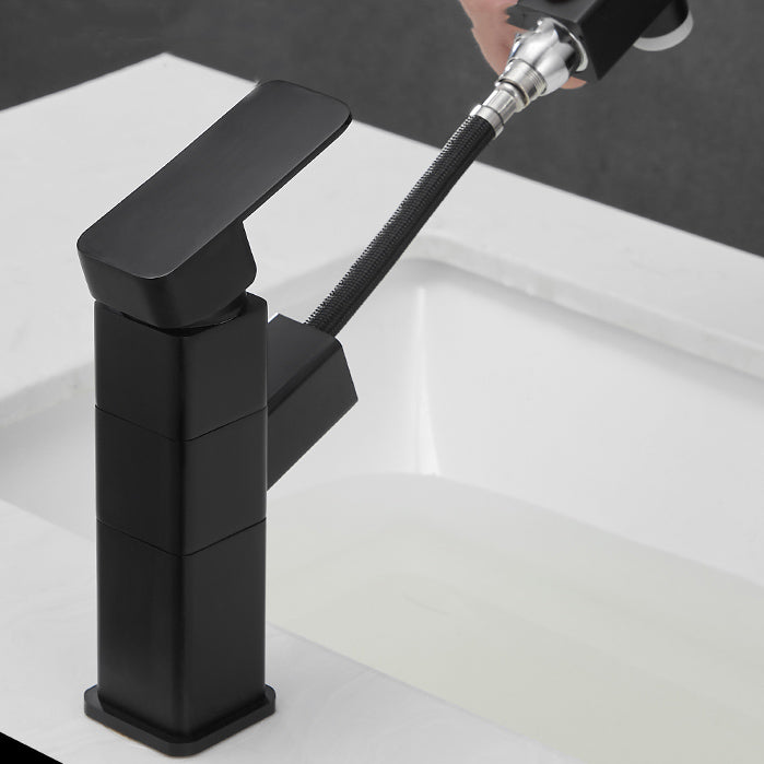Modern Bathroom Vessel Faucet Swivel Spout Single Handle Faucet with Pull down Sprayer