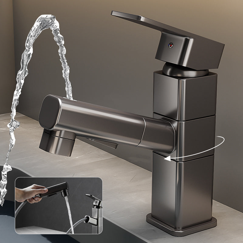 Modern Bathroom Vessel Faucet Swivel Spout Single Handle Faucet with Pull down Sprayer