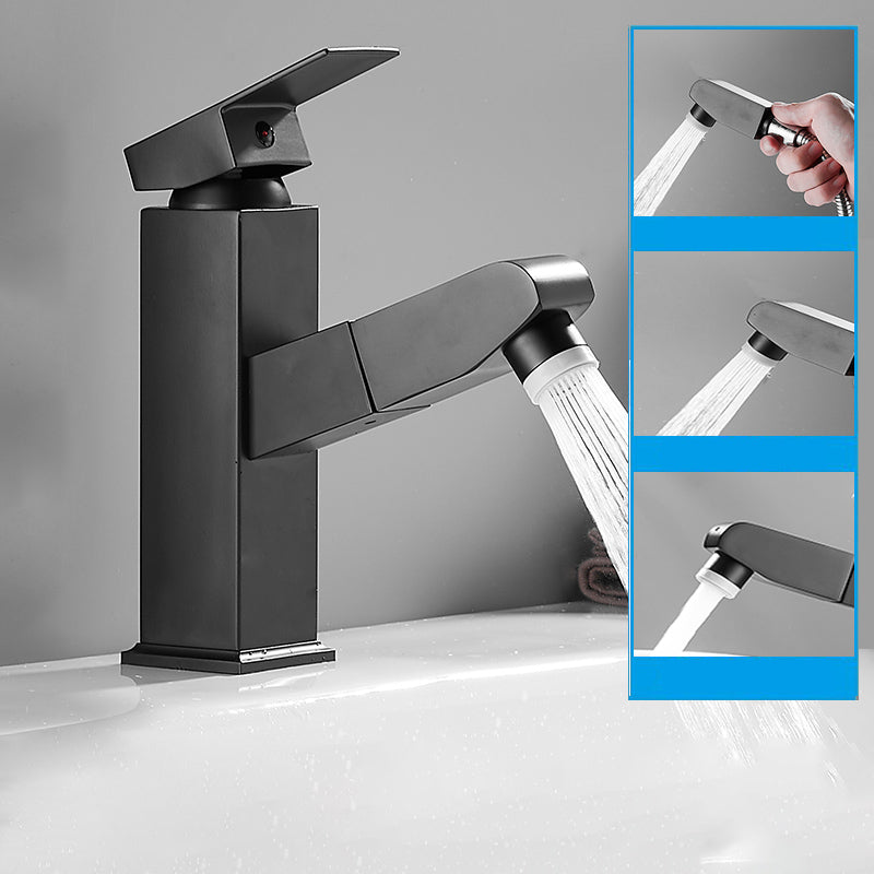 Modern Bathroom Vessel Faucet Swivel Spout Single Handle Faucet with Pull down Sprayer