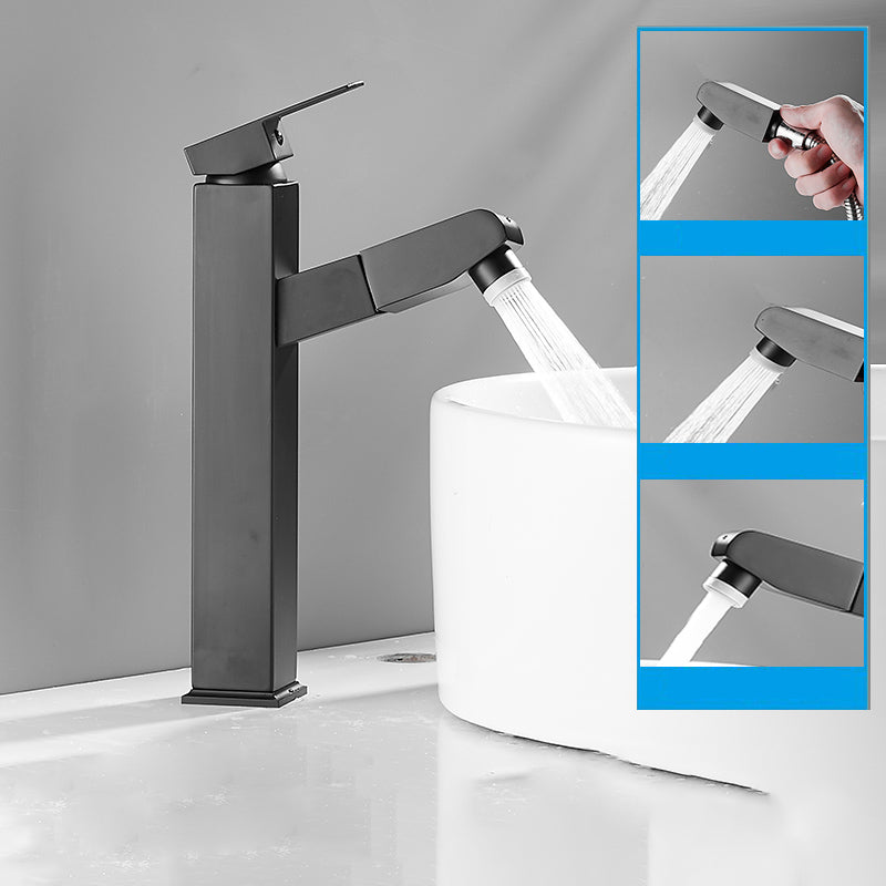 Modern Bathroom Vessel Faucet Swivel Spout Single Handle Faucet with Pull down Sprayer