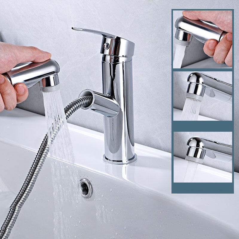 Modern Bathroom Vessel Faucet Swivel Spout Single Handle Faucet with Pull down Sprayer
