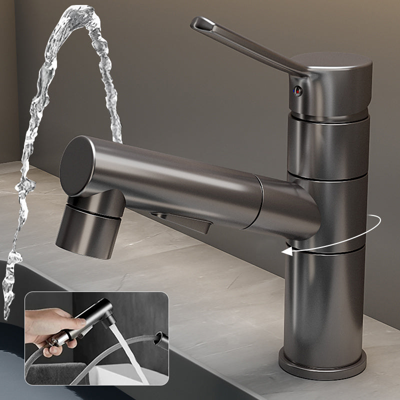Modern Bathroom Vessel Faucet Swivel Spout Single Handle Faucet with Pull down Sprayer