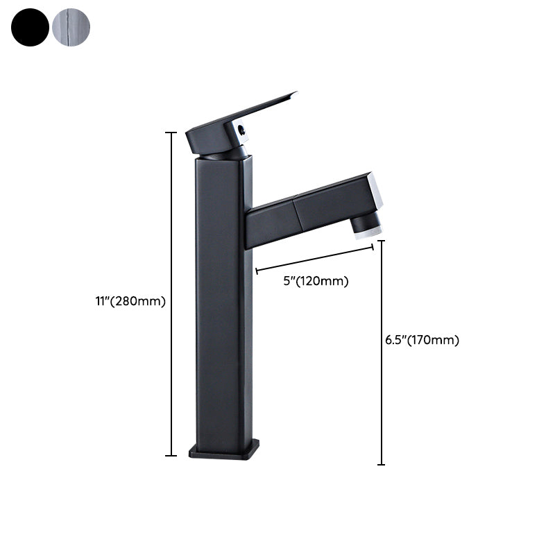 Modern Bathroom Vessel Faucet Swivel Spout Single Handle Faucet with Pull down Sprayer