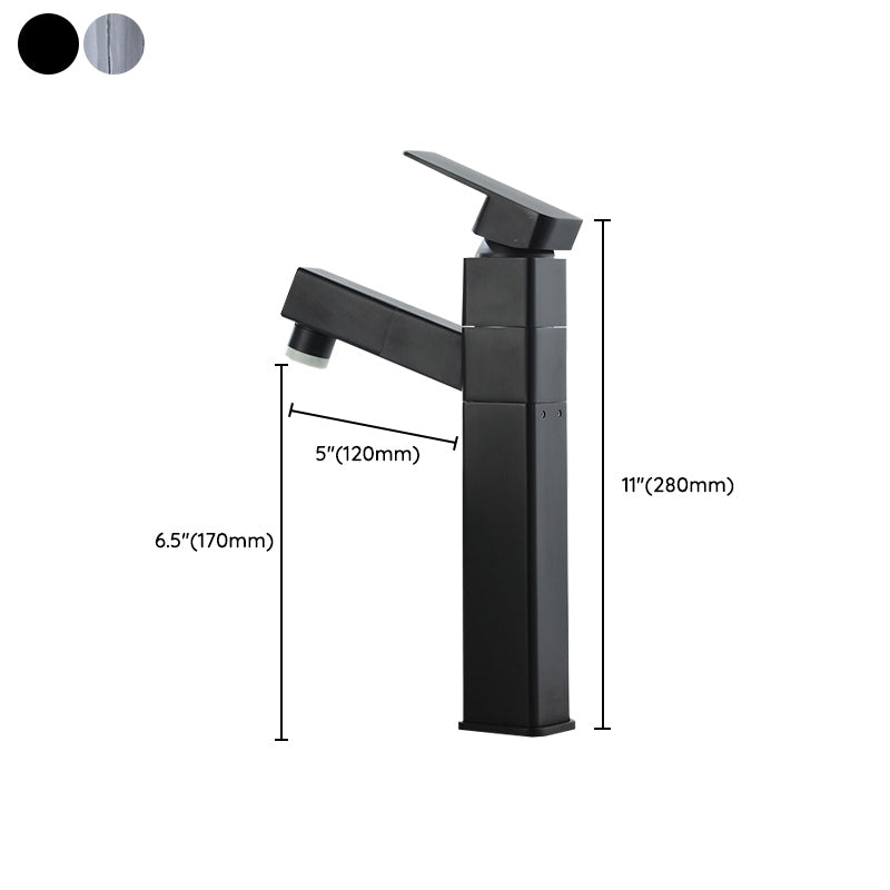 Modern Bathroom Vessel Faucet Swivel Spout Single Handle Faucet with Pull down Sprayer