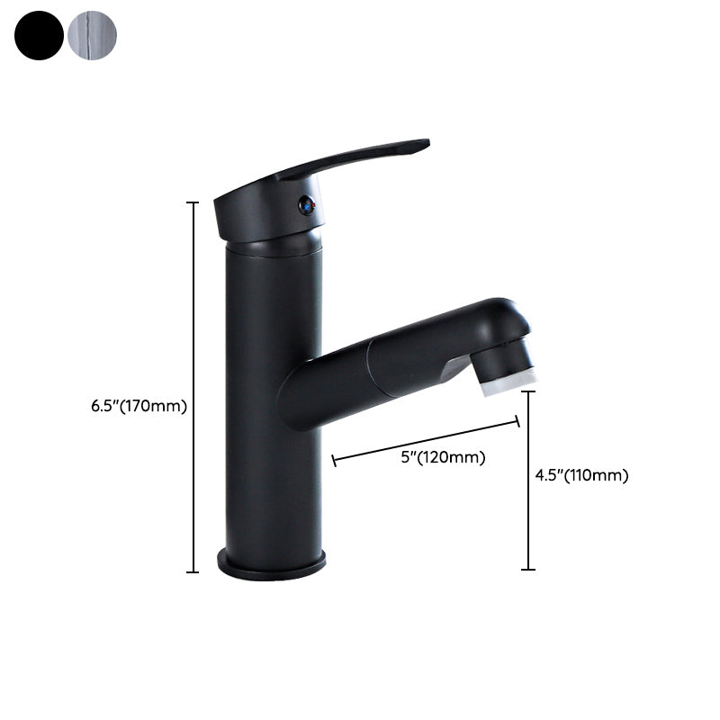Modern Bathroom Vessel Faucet Swivel Spout Single Handle Faucet with Pull down Sprayer