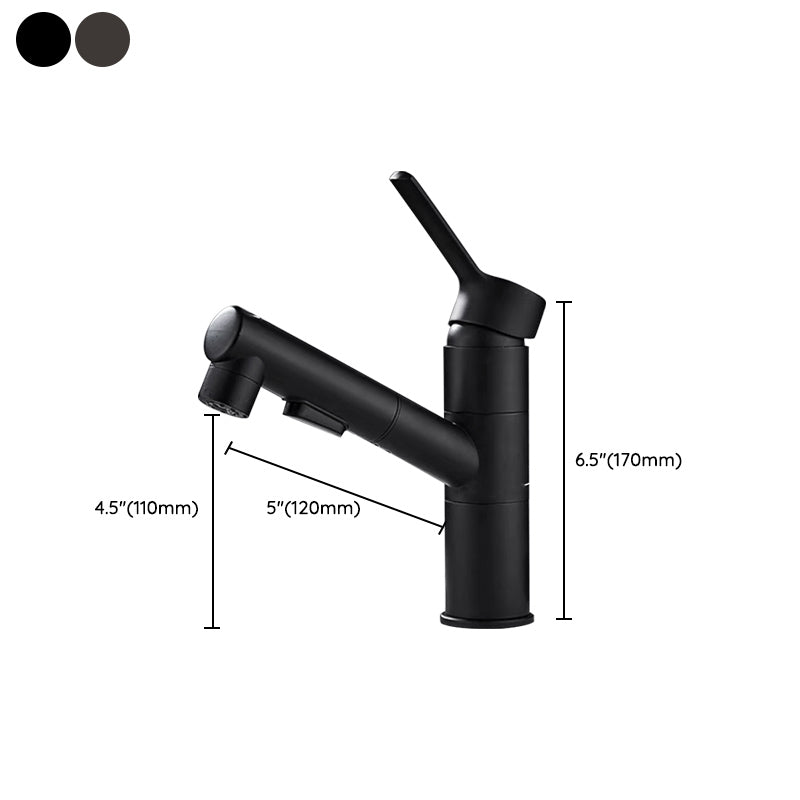 Modern Bathroom Vessel Faucet Swivel Spout Single Handle Faucet with Pull down Sprayer