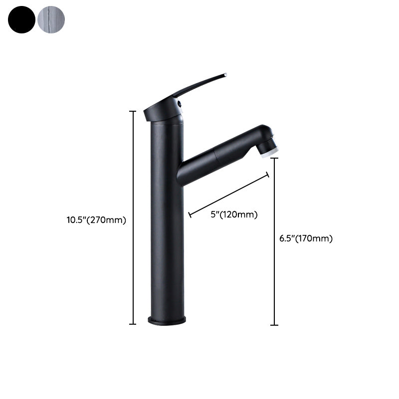 Modern Bathroom Vessel Faucet Swivel Spout Single Handle Faucet with Pull down Sprayer