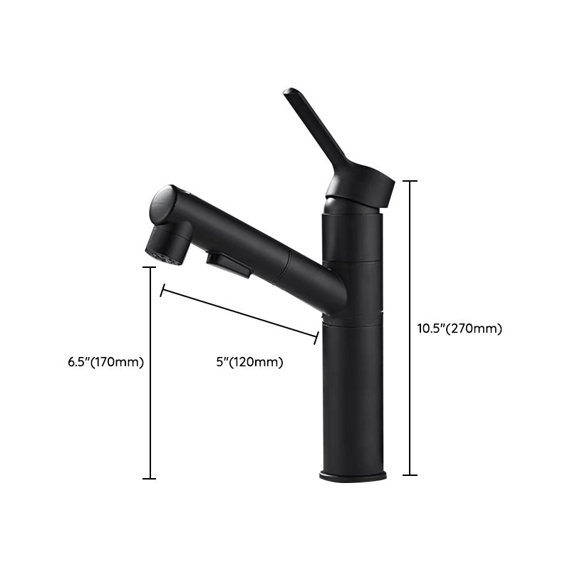 Modern Bathroom Vessel Faucet Swivel Spout Single Handle Faucet with Pull down Sprayer