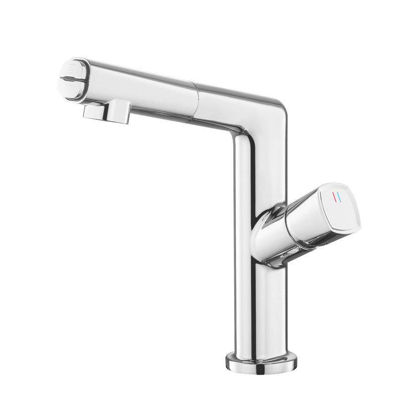 Modern Single Handle Sink Faucet Brass Square Bathroom Faucet