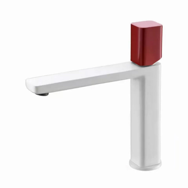 Modern Bathroom Sink Faucet with Single Handle Brass Square Faucet