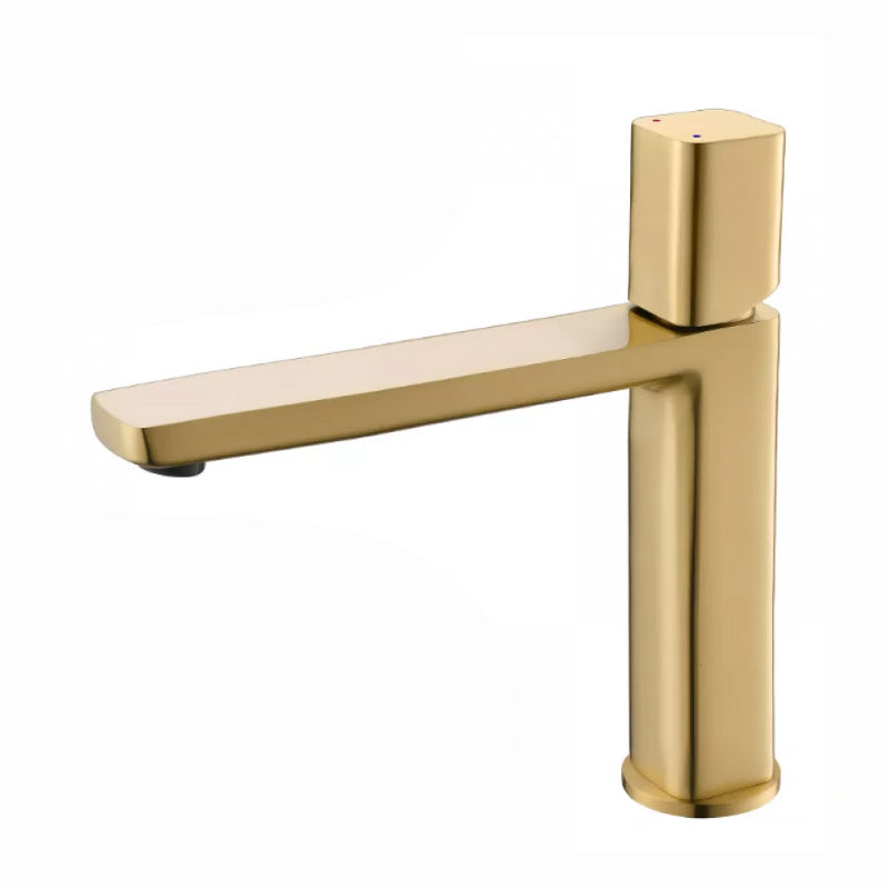 Modern Bathroom Sink Faucet with Single Handle Brass Square Faucet