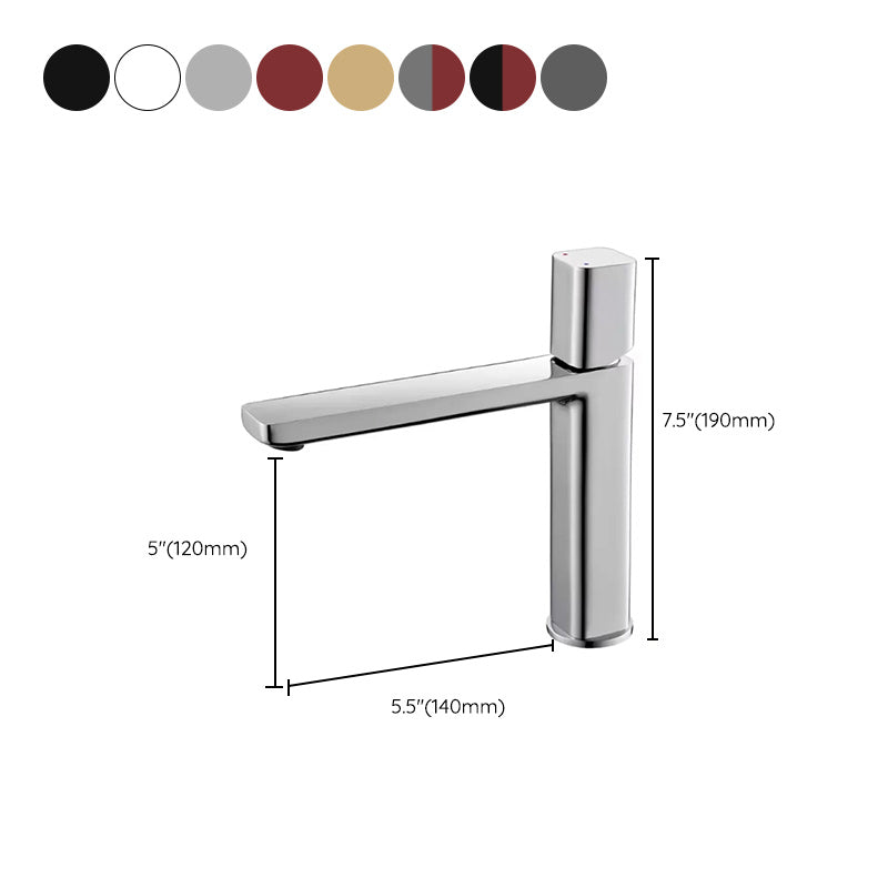 Modern Bathroom Sink Faucet with Single Handle Brass Square Faucet