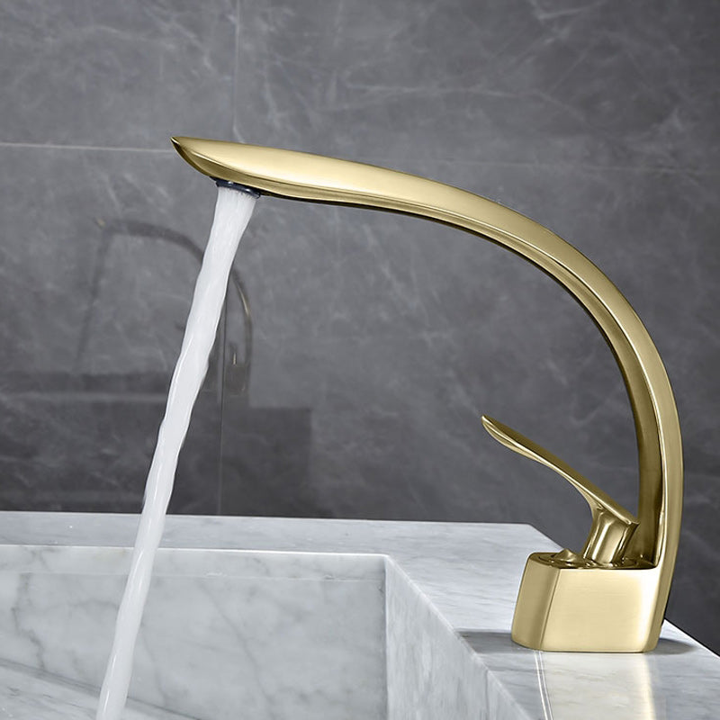 Glam Single Handle Sink Faucet Brass Bathroom Gooseneck Faucet