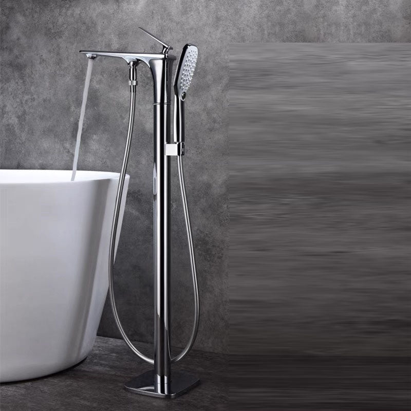 Modern Freestanding Bathtub Faucet Copper Floor Mounted Lever Handle Tub Faucet Trim