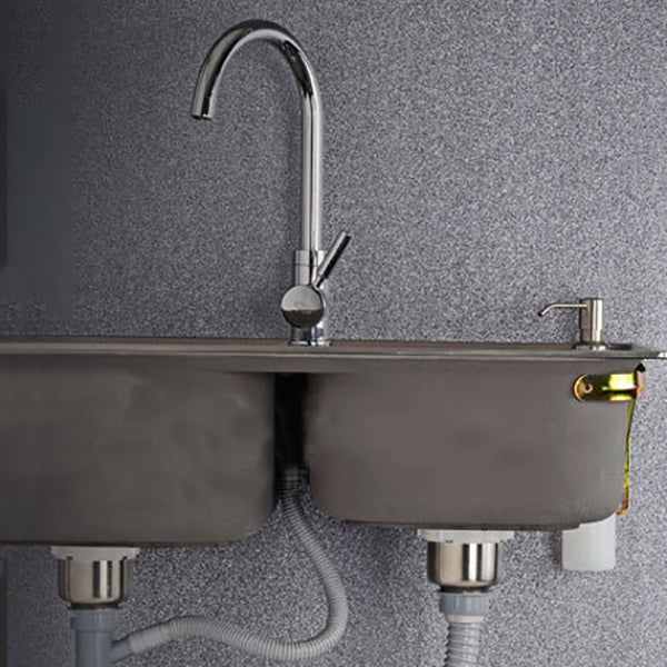 Contemporary Style Kitchen Double Sink Stainless Steel Drop-In Kitchen Sink