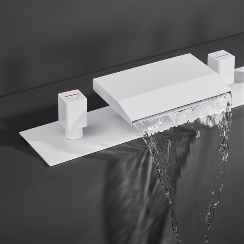 Deck Mounted Copper Roman Tub Faucet Waterfall Low Arc Roman Tub Faucet Set