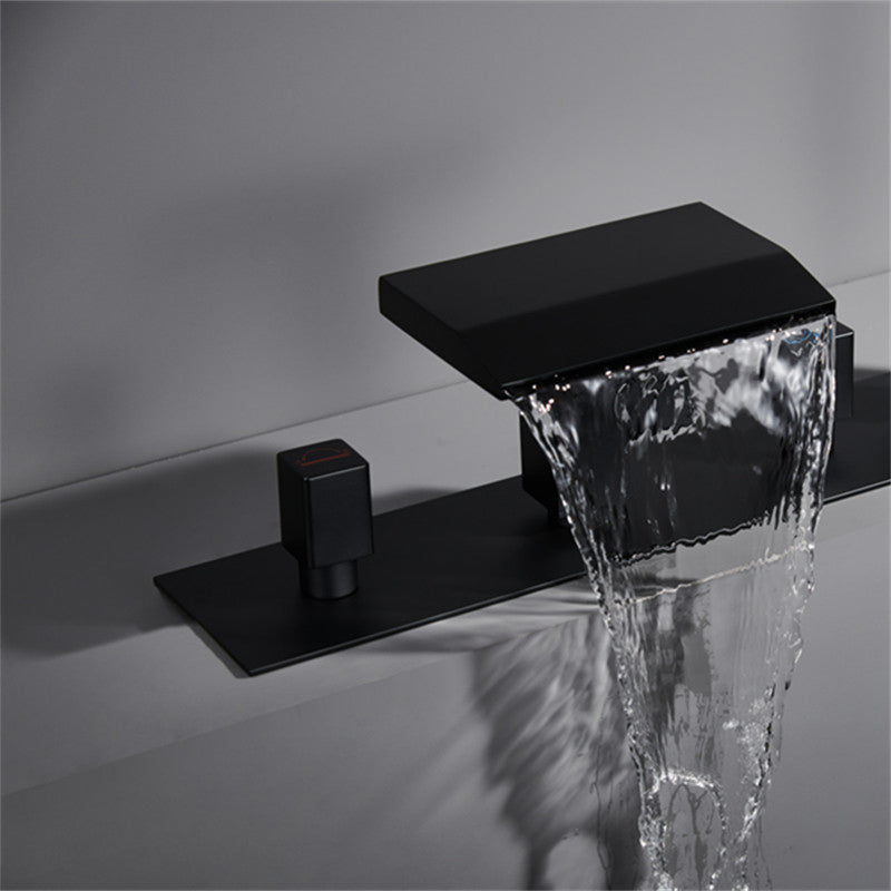 Deck Mounted Copper Roman Tub Faucet Waterfall Low Arc Roman Tub Faucet Set