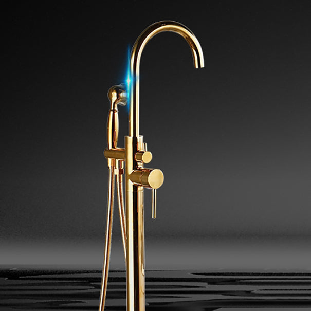 Floor Mounted Metal Freestanding Tub Filler One Hold Freestanding Tub Filler Trim