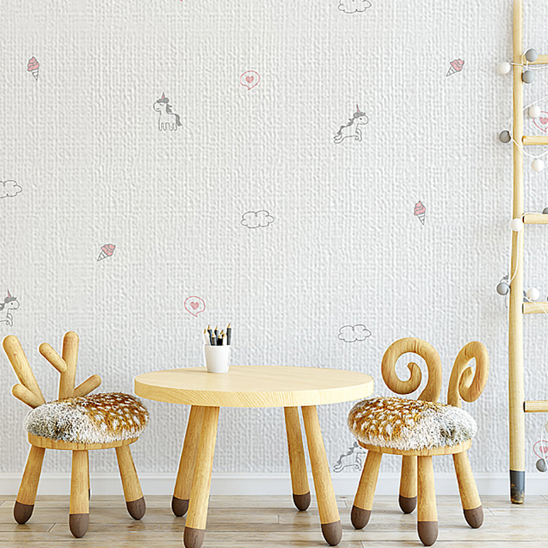 PVC Wall Panel Peel and Stick Cartoon Print Matte Texture Wall Paneling for Living Room