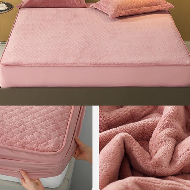 Modern Bed Sheet Set Solid Elegant Flannel Fitted Sheet for Bedroom