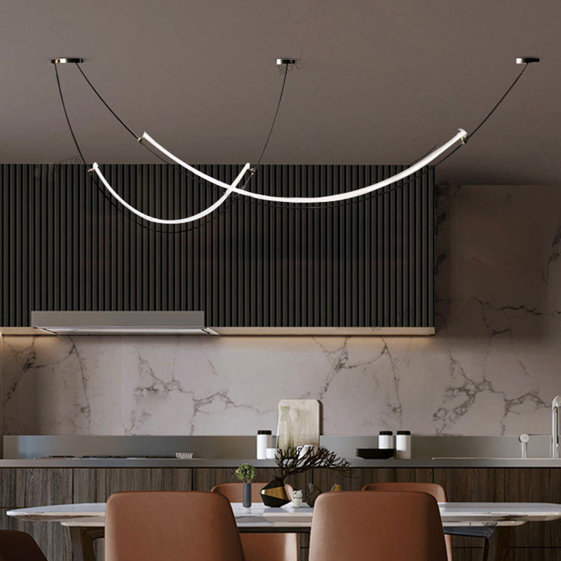 Acrylic Linear Island Lighting Modern Chandelier Lamp for Dining Room
