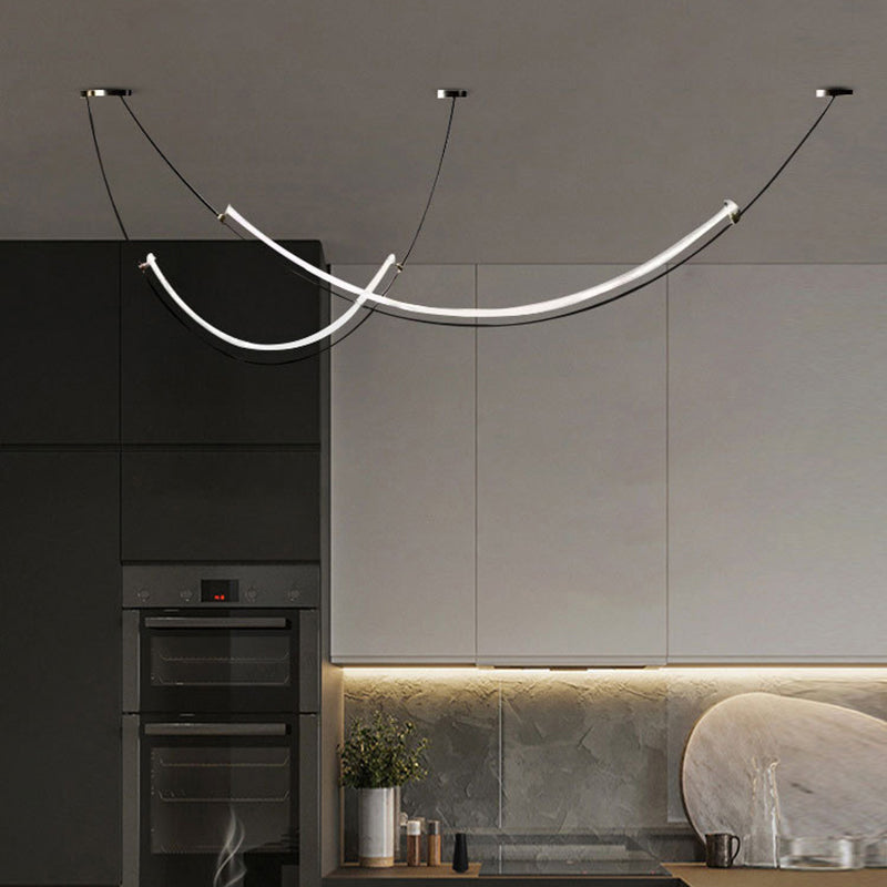 Acrylic Linear Island Lighting Modern Chandelier Lamp for Dining Room