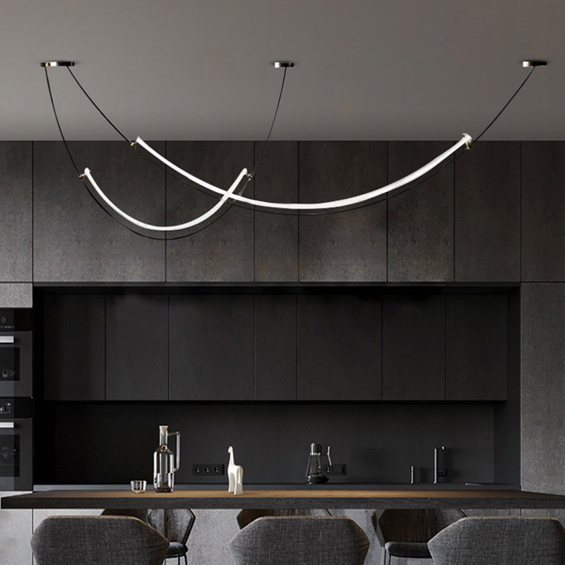 Acrylic Linear Island Lighting Modern Chandelier Lamp for Dining Room