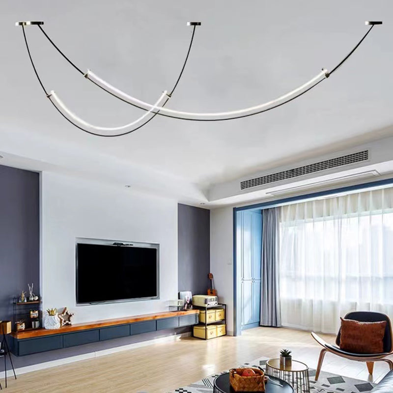 Acrylic Linear Island Lighting Modern Chandelier Lamp for Dining Room