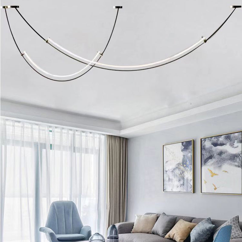 Acrylic Linear Island Lighting Modern Chandelier Lamp for Dining Room