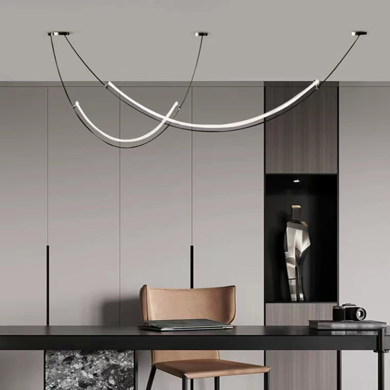 Acrylic Linear Island Lighting Modern Chandelier Lamp for Dining Room
