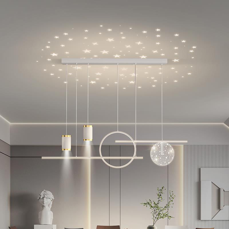Geometric Shape Metal Island Pendants Modern Style 8 Lights Island Pendant Lights