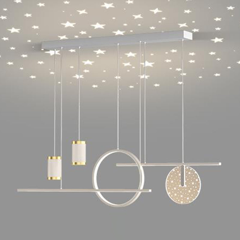Geometric Shape Metal Island Pendants Modern Style 8 Lights Island Pendant Lights