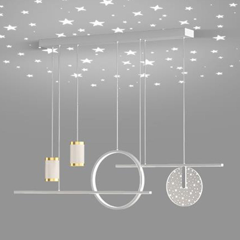 Geometric Shape Metal Island Pendants Modern Style 8 Lights Island Pendant Lights