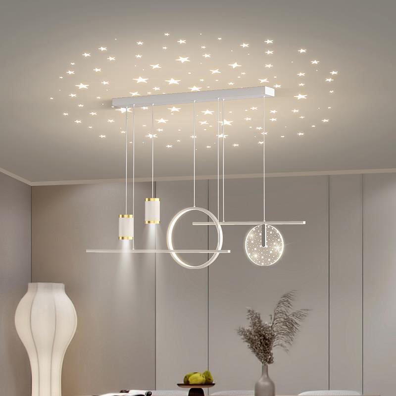 Geometric Shape Metal Island Pendants Modern Style 8 Lights Island Pendant Lights