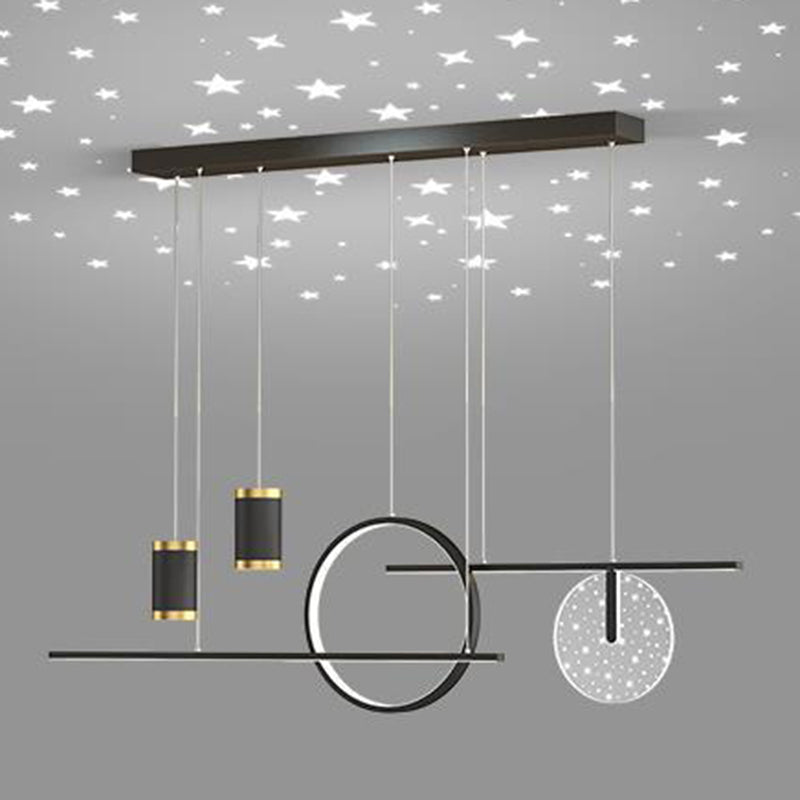 Geometric Shape Metal Island Pendants Modern Style 8 Lights Island Pendant Lights